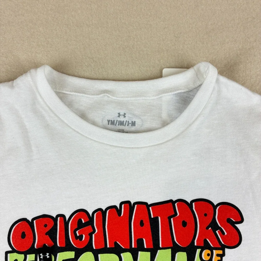 Under Armour Youth White Originators of Performance Graphic Tee Sporty Retro
